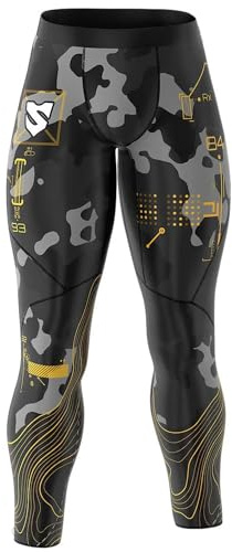 SMMASH Map Sport Långa Leggings för Män, Herr Kompression Löpning Leggings, Träning sporttights, funktionsunderbyxor, Gym, OCR, Andas och Lätt, Antibakteriellt material, Tillverkad i EU (L)