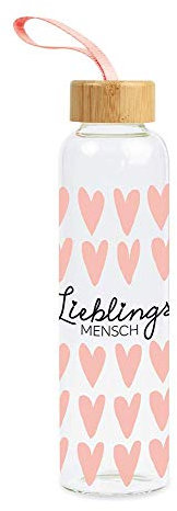 Grafik-Werkstatt Borraccia in vetro con scritta divertente | con passante per manico | 550 ml | Lieblingsmensch