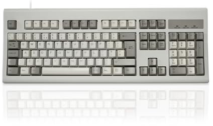 PERIXX PERIBOARD-106M, tastiera USB a grandezza naturale, tasti ergonomici curvi, colore grigio retrò/bianco, QWERTY UK