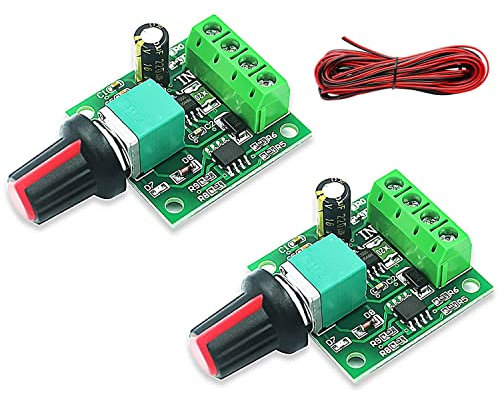 RUNCCI-YUN 2pcs DC 12v PWM motor speed controller,1.8V 3V 5V 6V 12V 2A Speed Adjustable Switch Module, Variable Voltage Regulator Dimmer Governor Switching Build with LED Indicator and Switch Function