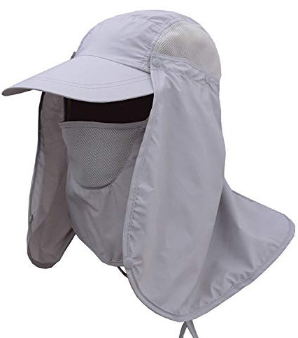 AMOMYDOG Gorro Pescador, Sombrero Pescador Protección Solar 360°UPF 50, Gorra Sombrero de Pesca Rápido Seco Transpirable Desmontable para la Actividades al Aire Libre Hombres Mujeres (Gris Claro)