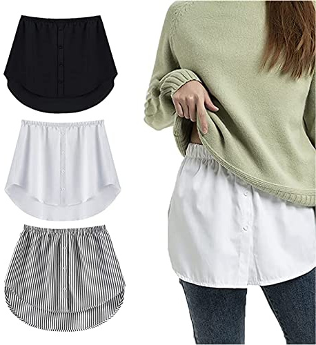 3 Pcs Shirt Extender for Women Plus Size, Shirt Extenders for Layering, Adjustable Fake Top Lower Sweep Skirt Half Length Skirtt, Security of under skirts (A SET,3XL)