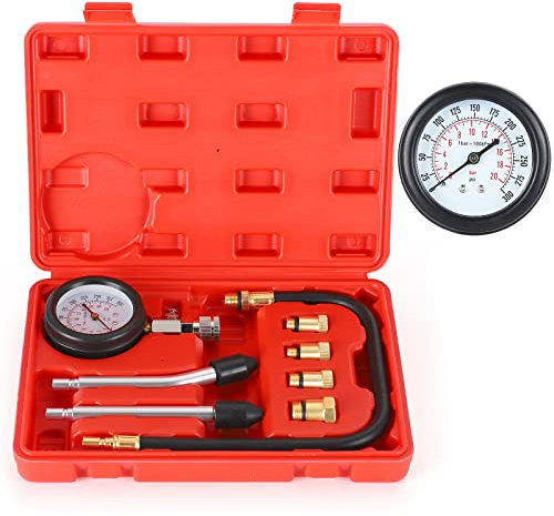QUNNIE Kompression Tester Kit,Manometer Tool Set für die Prüfung Motorrad Auto Auto Außenbordmotor Kettensäge Schneemobil Auto Benzin Gas Motor