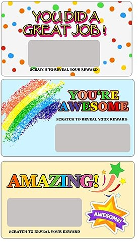 DIY Scratch Off Prizes for Students,Back to School Recognition Rewards Cards for Teacher Classroom School Supplies,3.5x2 Inch,60 Pcs