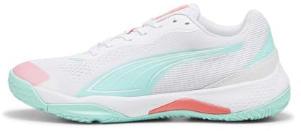 PUMA Unisex Solarstrike III W+ Indoor Court Shoe, White-Electric Peppermint, 36 EU