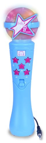 BONTEMPI - Starmic Karaoke Mikrofon mit Lichteffekten für Auftritte wie EIN echter Star Blau mit EIN-/Ausschalter für Stimme 5 Vorgefertigte Lieder Lautstärkeregelung 3 AAA Batterien