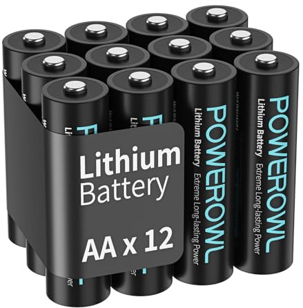 POWEROWL - Lithium AA Battery, 12 Pack Double A Lithium Batteries 1.5V (Not Rechargeable)