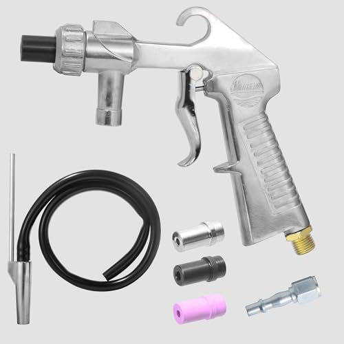 HENYEER Sand Blasting Gun Kit,Handheld Sand Blaster Sandblaster with 4 Nozzles and Rubber Hose (1.05M),Abrasive Air Sand Blasting Gun for Decorate Removing Surface Paint Stains Rust