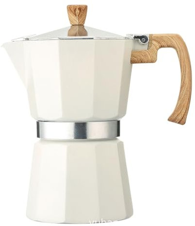 WJUHYGTF Ollas Moka, para Estufas De 6 Tazas Máquina De Espresso La Cafetera Espresso Mango Madera Hace Que El Café Italiano Sea Adecuado Todos Los Tipos De Estufas Eléctrico,Blanca,150ml