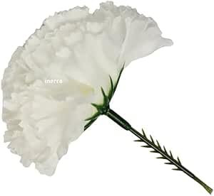 INERRA Artificial Flower Carnation Picks - Pack of 100 - For Floral Foam Tributes, Letters and Funeral Arrangements (Ivory)