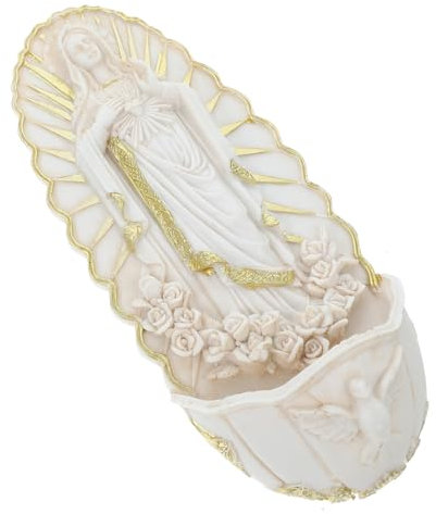 Cabilock Bénitier Mural Décoration Catholique Décoration De Bénitier Tenture Murale en Céramique De Symboles Religieux