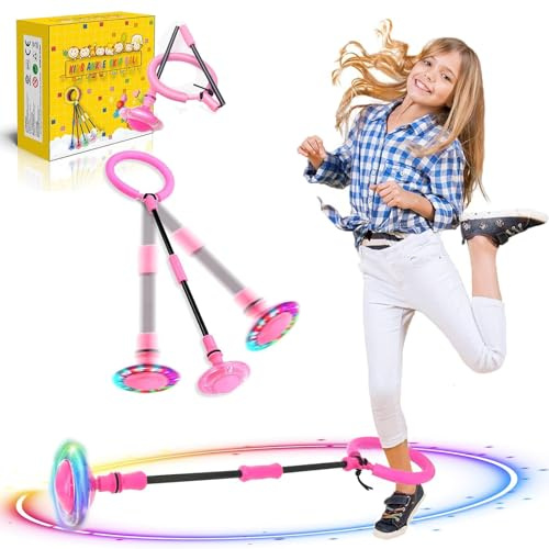 BaXing Kinder Blinkender Springring, Sport Sprungball，Faltbarer Flash Jumping Ball,Geeignet Für Geschicklichkeitsspiele Für Kinder Oder Erwachsene Jungen Mädchen 5-13 Jahre Ostern Geschenke(Rosa)