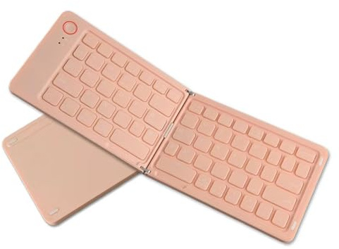 Vikbart Bluetooth-Tangentbord, 67 Nycklar Bärbart Hopfällbart Trådlöst Tangentbord, Uppladdningsbart Ultra Slim Mini-tangentbord Fick Resetangentbord för Smartphone Tablet Laptop