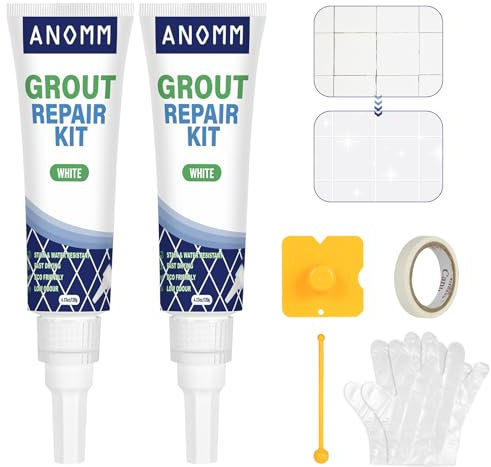 ANOMM 2x120ml Blanqueador de Juntas Azulejos, Blanco Lechada para Azulejos Baño, Limpia Juntas Baldosas Suelo, Renovador de Juntas para Cocina, Baño, Ducha, Azulejos, Líneas de Pared
