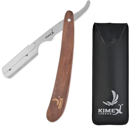 KIMEX LONDON® Cut Throat Razor, Professional Barber Premium Quality Straight Edge Moustache & Beard Shaving Razor (Wooden)