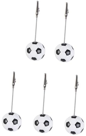 VALICLUD Clip Fotografiche Fai da Te Design Sportivo a Forma di Palla da Calcio, Set da 5 Pezzi in Resina e Metallo, Clip Decorativa per Foto e Carta, Accessori Creativi per Arredamento