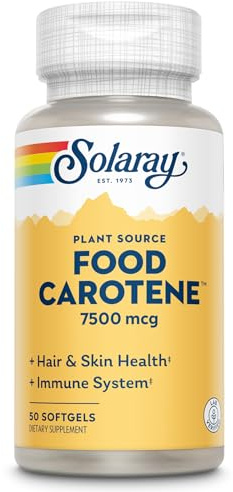 SOLARAY Food Carotene 7500mcg (25000 IU) - Beta Carotene Vitamin A Supplement - Wellness and Immune Support Supplement, Potent Eye Vitamins and Skin Food, Plant Sourced, 60-Day Guarantee, 50 Softgels