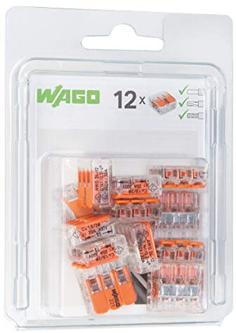 WAGO® klämma, 3-ledare, anslutningsklämma med spak, 221–413/996-012 (12 stycken)