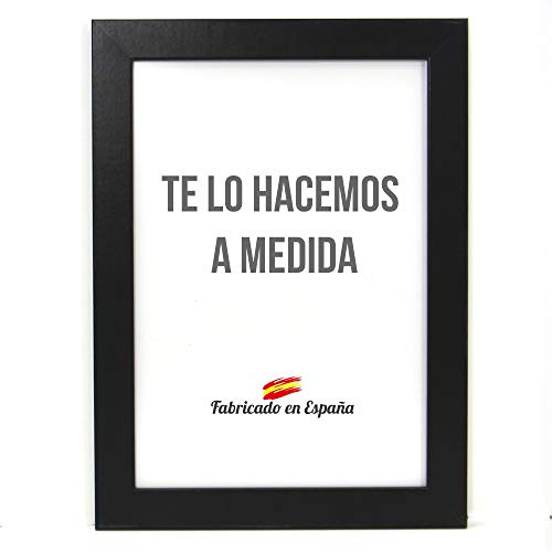 Marco a Medida para Fotos, póster, Puzzles, láminas. Cuadro Modelo 163 Negro Mate. con Cristal metacrilato 1.5 mm y Trasera Antihumedad 32x64 cm