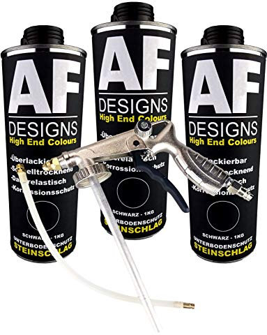Alex Flittner Designs Protección de Piedras/bajo Protección del Suelo Negro 3x1kg Pintado + bajo Pistola de Hueco Rostschutzpistole Pistola Jeringa