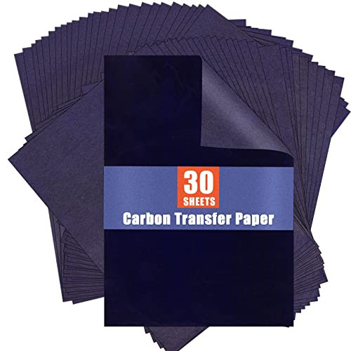 PSLER Kohlepapier zum Nachzeichnen von Graphit-Transferpapieren ¨C 30 St¨¹ck Blau chwarzes Graphitpapier zum Nachzeichnen von Zeichnungen auf Holzprojekten, Leinwand, Stoff, K¨¹nstlerA4, 21 x 30 cm