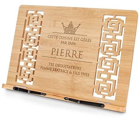Maverton Pupitre Livre pour homme - Support de Lecture gravé pour lui - 24cmx39cm - Bois de bambou - Accessoire personnalisé - Pour livre de cuisine - Pour Anniversaire - Roi