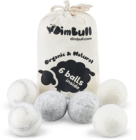 DimBull Balles de séchage en Laine - Réutilisables - Hypoallergéniques - 100% Laine Biologique de Nouvelle-Zélande. Sûr et sans Parfum, Couleurs Assorties, XL - Paquet de 6