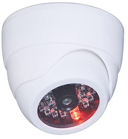 Relaxdays Kamera Dummy, blinkendes LED-Licht, innen & außen, Einbrecher Abschreckung, Überwachungskamera Attrappe, weiß