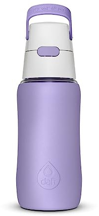 DAFI SOLID SiliconeFit Filter Bottle | Carbon Filter Included | Reduces Chlorine Taste and Odor | Drink Without Tipping Bottle | Airtight Seal | 0.7L | BPA Free | Violet