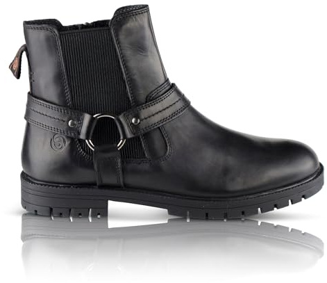 Silver Street London Montague Bottes de motard en cuir avec boucle de cheville pour homme, Noir , 46 EU