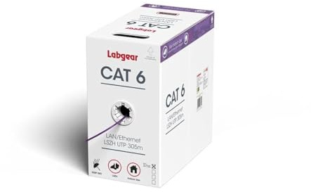 Labgear Cat 6 Ethernet Cable 305m, 100% Pure Copper, Interior Internet Cable, 23AWG Low Smoke LSZH UTP 305m, High Speed LAN Ethernet Network Cable, Frequency 250MHz & 500MHz, 4 Twisted Pairs