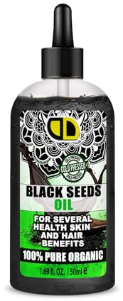 Black Seed Oil Nigella sativa Organic Cold Pressed, High Strength Thymoquinone Cold & Freshly Pressed 100% Pure Virgin (50ML Clear DROPPER)