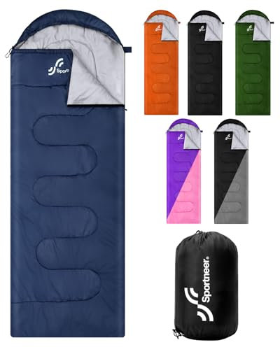 Schlafsack Outdoor - Sportneer Schlafsack Erwachsene Leicht Tragbar Warm Deckenschlafsack Winterschlafsack für Camping, Reisen und Outdoor - 220 x 75cm