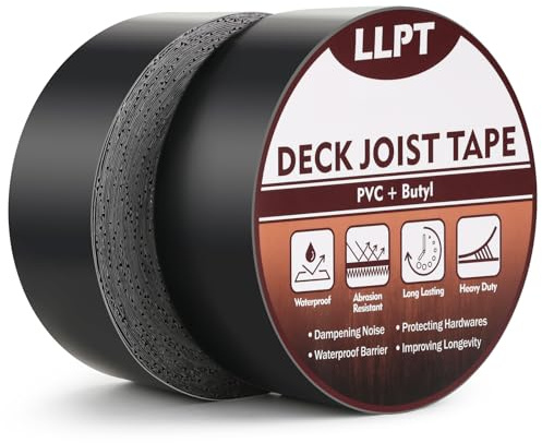 LLPT Balkband för terrassbrädor 2 förpackningar 50 mm x 15 m | Skyddstejp för balkar och remmar, robust vattentätt butyltätningsmedel för trädäck takbalkar
