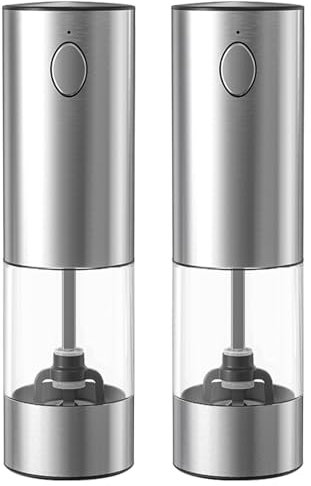 LASIEYO Set di macinini automatici per sale e pepe, macinino elettrico per sale e pepe, ricaricabile, con luce LED regolabile