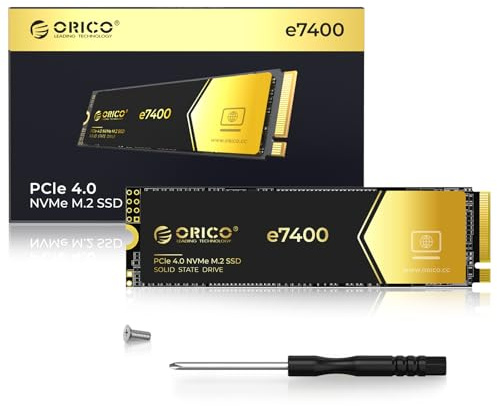 ORICO e7400 4TB NVMe SSD, PCIe Gen4 x 4 M.2 2280 SSD, Up to 7400MB/s, 3D Nand Flash, QLC Internal SSD, Compatible with PS5 and PC, for Gamers and Creators