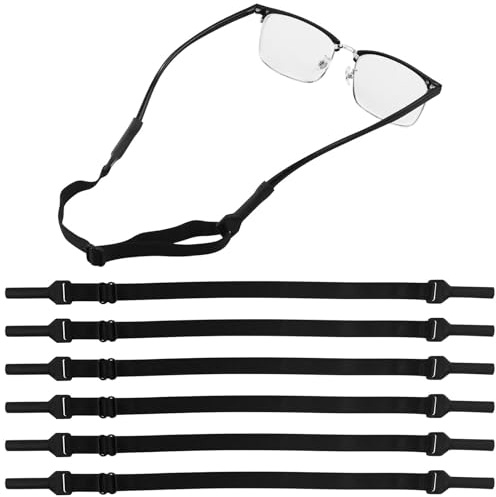 6 pezzi cinturino regolabile senza coda, laccetti per occhiali, cordino per occhiali, 210-330mm, nero, regolabile, per corsa, escursionismo, sci, sport