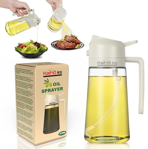 2-in-1 Öl Sprayer & Ausgießer 470 ml – Glas Ölspender mit Griff und umschaltbarer Sprüh- & Gießfunktion – BPA-frei, nachfüllbar, ideal für Braten, Grillen, Salat, Airfryer, Küche & BBQ