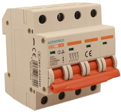 Interruttore Magnetotermico Trifase, MCB 380V 4P 40A C40, Curva C 6kA, 4 Moduli DIN