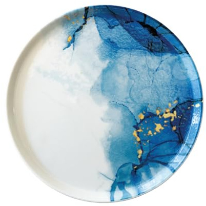 CER-POR Piatti Pizza | Piatti Per Pizza Grandi in Porcellana Turca Decorati. 2 Pezzi da 32 cm (Set 2pz MARBLUE)