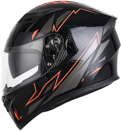 Casco Da Moto Integrale Da Corsa Caschi Da Motocross Caschi Integrali Retrò Omologato DOTECE Per Adulti Uomini Donne Casco Cross E Off-Road Integrato Con Doppia Visiera N,XXL:63-64CM