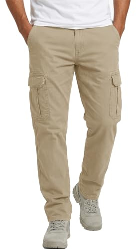 Runcati Pantalones de hombre de corte regular, pantalones cargo para hombre, monocolor, informales, informales, de algodón, cintura elástica, pantalones de deporte al aire libre con bolsillos