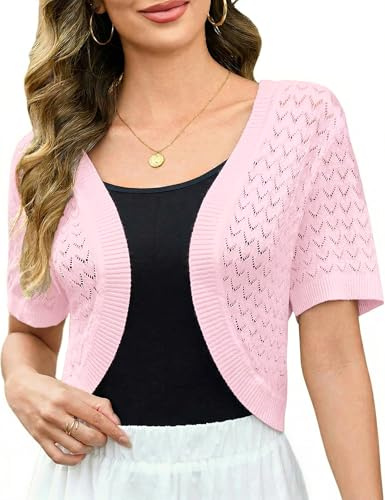 Totatuit Cardigan Punto Mujer Corto Chaqueta Bolero para Mujer Ligero | Tejido de crochet ligero, estilo de bolero para mujer, bodas y fiestas, estilo de torera elegante, ideal para entretiempo