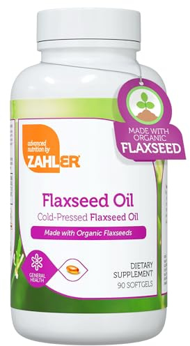 Zahler Organic Flaxseed Oil - 1000mg Softgels - Organic Omega 3 ALA Supplement - Kosher Non-GMO Gluten Free Vegetarian-Friendly Flaxseed (90 Count)