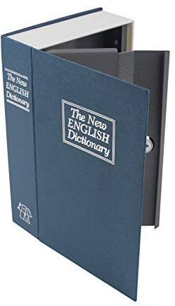 Pavo 8032105 - Caja fuerte con forma de libro (23,5 x 15,5 x 5,5 cm), color negro y azul