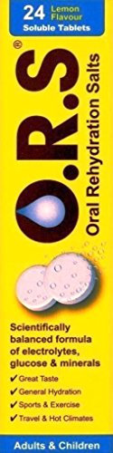 TWO PACKS of O.R.S Rehydration Salts Lemon Flavour Soluble Tablets - Tube of 24 Tablets