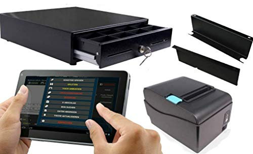 10 Mobile Kasse für Einzelhandel, Kiosk, Imbiss, Cafe, Laden: Terminal, Bondrucker, Kassenlade mit Montagehalterung/DSFinV-K, TSE-Konform