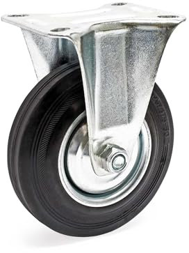 Rueda auxiliar fija 125mm Goma maciza Estructura metal Llanta robusta Montaje Bricolaje Mueble móvil