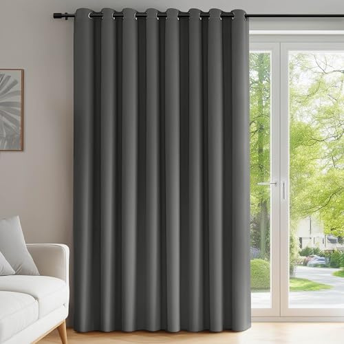 Deconovo eyelet gardin termisk gardin sovrum mörkläggningsgardin, 242x254 cm (höjd x bredd), ljusgrå, 1 bit