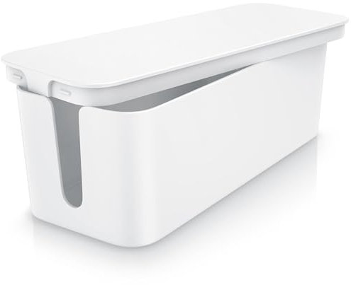 CSL - Kabelbox Groß 41cm - XXL Kabelmanagement Box - Box zum Kabel verstecken - Kabel Organisator - Schutz und Sicherheit - Anti Rutsch Boden - Weiß